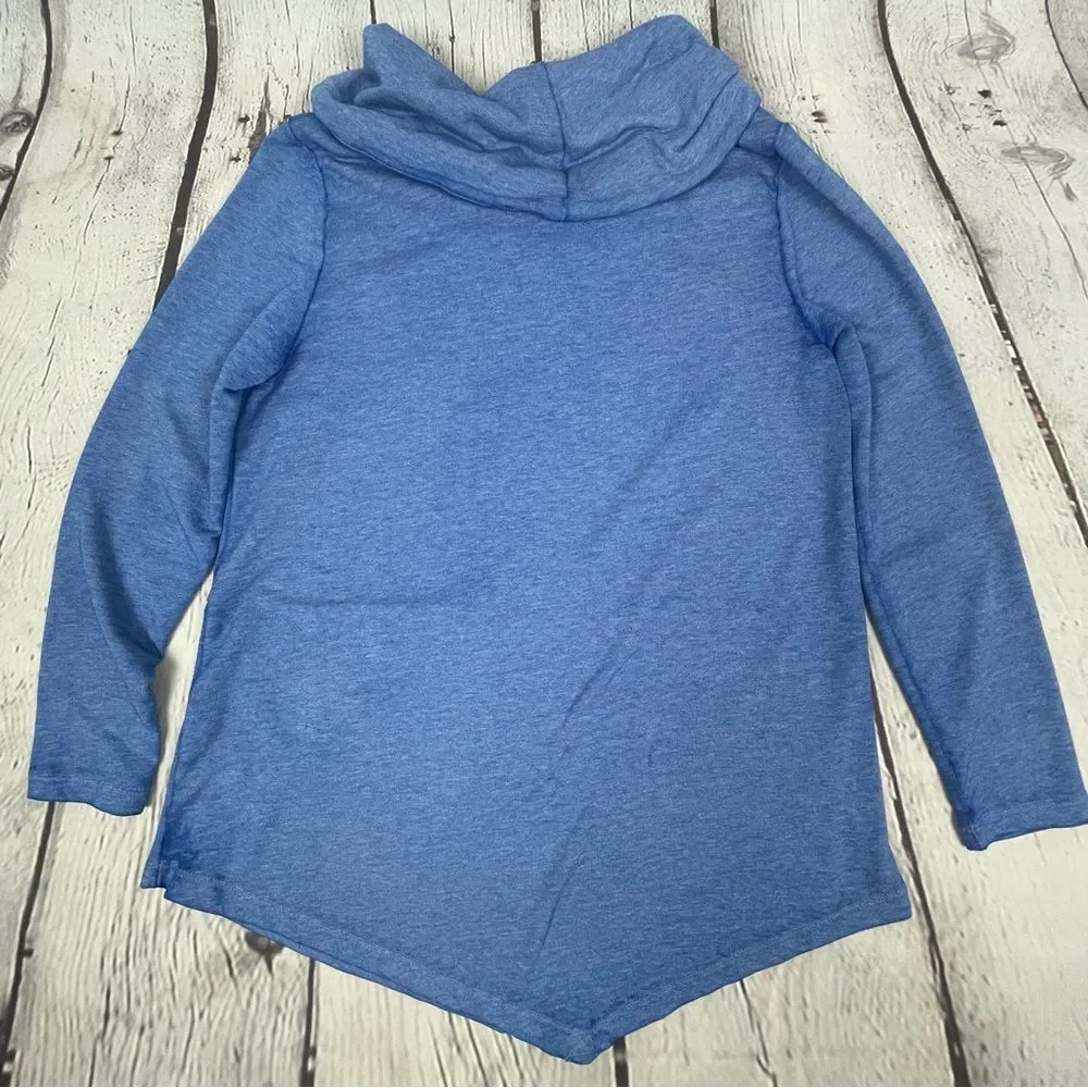 SOFT SURROUNDINGS blue soft lightweight cowl neck tunic sweater, size PM - Picture 9 of 11